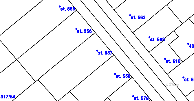 Parcela st. 557 v KÚ Rakvice, Katastrální mapa