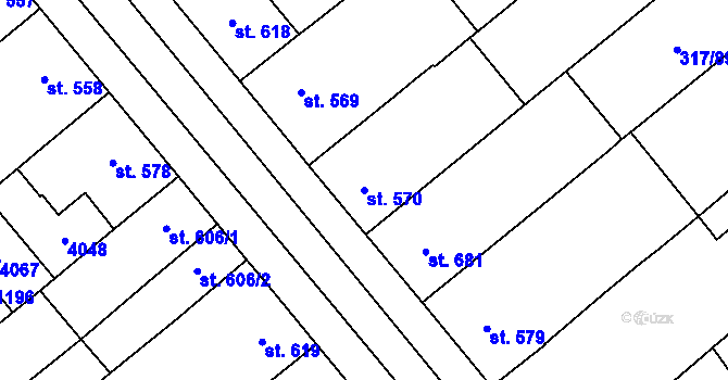 Parcela st. 570 v KÚ Rakvice, Katastrální mapa