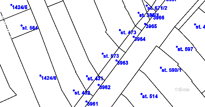 Parcela st. 573 v KÚ Rakvice, Katastrální mapa