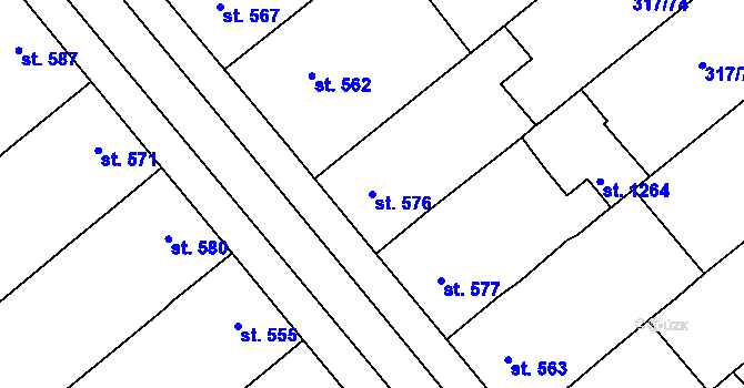 Parcela st. 576 v KÚ Rakvice, Katastrální mapa