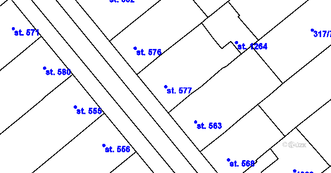 Parcela st. 577 v KÚ Rakvice, Katastrální mapa