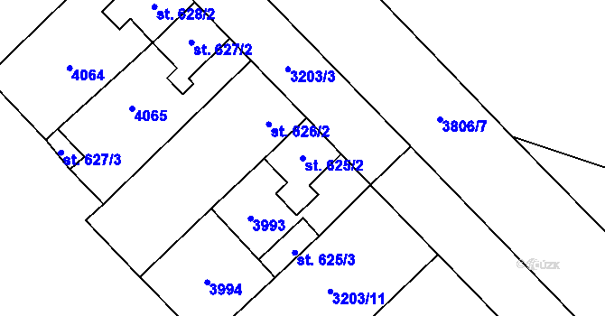 Parcela st. 625/2 v KÚ Rakvice, Katastrální mapa
