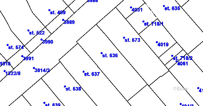 Parcela st. 636 v KÚ Rakvice, Katastrální mapa