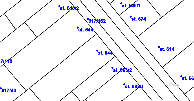 Parcela st. 644 v KÚ Rakvice, Katastrální mapa