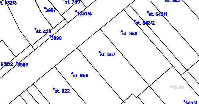 Parcela st. 657 v KÚ Rakvice, Katastrální mapa