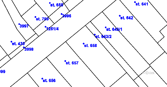 Parcela st. 658 v KÚ Rakvice, Katastrální mapa