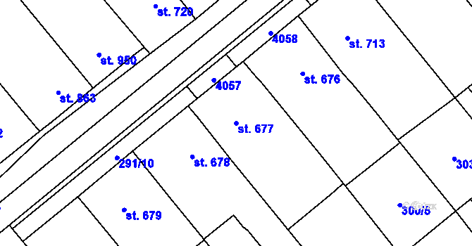 Parcela st. 677 v KÚ Rakvice, Katastrální mapa