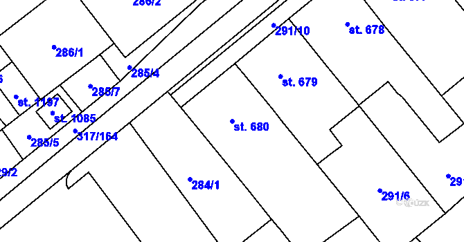 Parcela st. 680 v KÚ Rakvice, Katastrální mapa