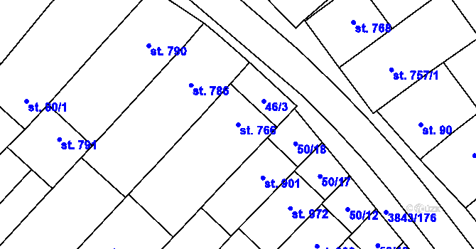 Parcela st. 766 v KÚ Rakvice, Katastrální mapa