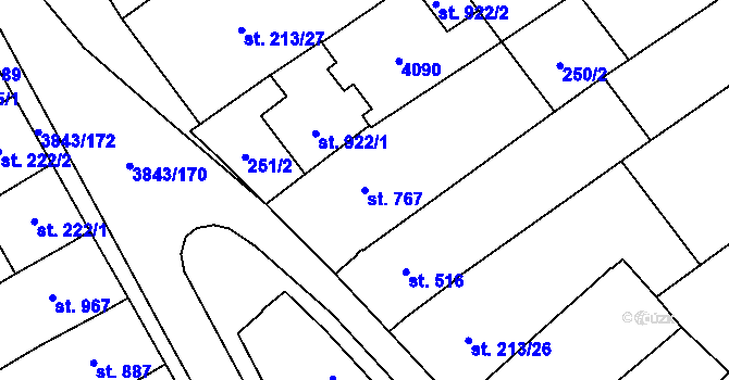 Parcela st. 767 v KÚ Rakvice, Katastrální mapa