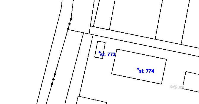 Parcela st. 773 v KÚ Rakvice, Katastrální mapa