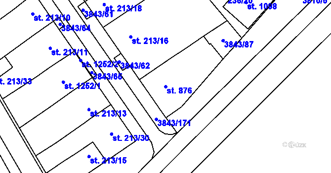 Parcela st. 876 v KÚ Rakvice, Katastrální mapa