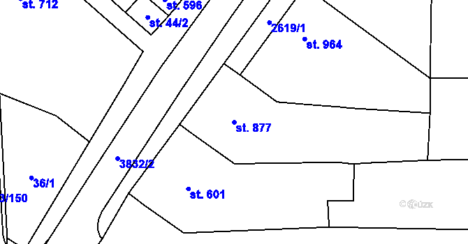 Parcela st. 877 v KÚ Rakvice, Katastrální mapa