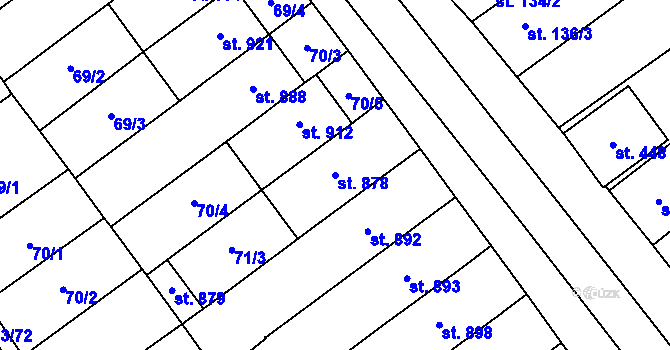Parcela st. 878 v KÚ Rakvice, Katastrální mapa
