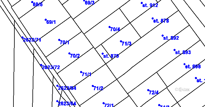 Parcela st. 879 v KÚ Rakvice, Katastrální mapa