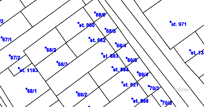 Parcela st. 883 v KÚ Rakvice, Katastrální mapa