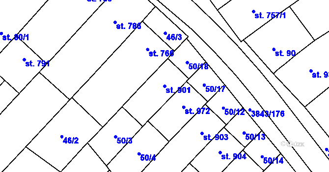 Parcela st. 901 v KÚ Rakvice, Katastrální mapa