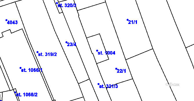 Parcela st. 1004 v KÚ Rakvice, Katastrální mapa