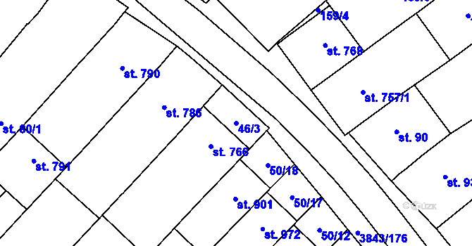 Parcela st. 46/3 v KÚ Rakvice, Katastrální mapa