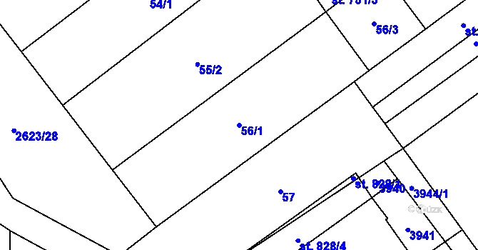 Parcela st. 56/1 v KÚ Rakvice, Katastrální mapa