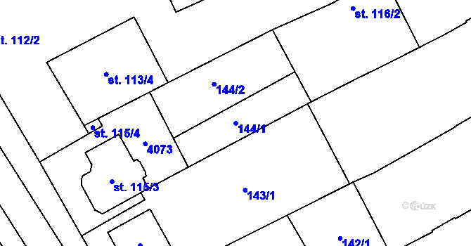Parcela st. 144/1 v KÚ Rakvice, Katastrální mapa