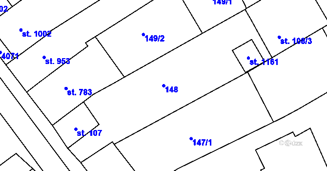 Parcela st. 148 v KÚ Rakvice, Katastrální mapa