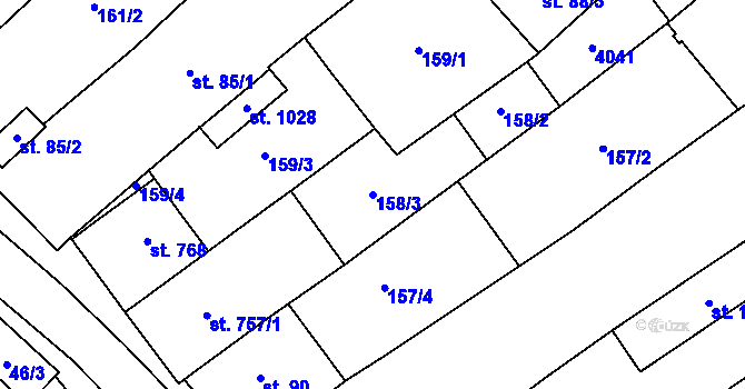 Parcela st. 158/3 v KÚ Rakvice, Katastrální mapa