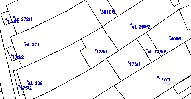 Parcela st. 175/1 v KÚ Rakvice, Katastrální mapa