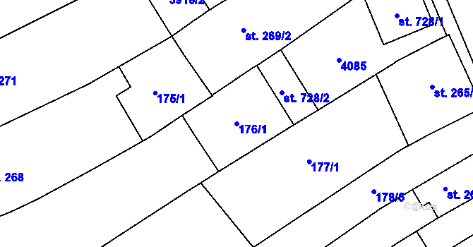 Parcela st. 176/1 v KÚ Rakvice, Katastrální mapa