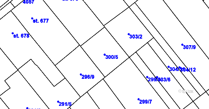 Parcela st. 300/5 v KÚ Rakvice, Katastrální mapa