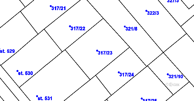 Parcela st. 317/23 v KÚ Rakvice, Katastrální mapa