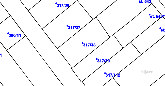 Parcela st. 317/38 v KÚ Rakvice, Katastrální mapa