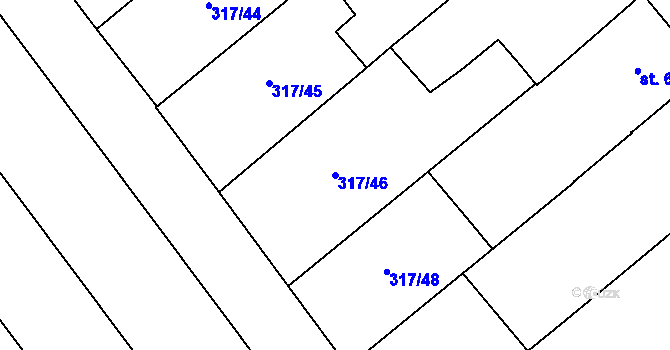 Parcela st. 317/46 v KÚ Rakvice, Katastrální mapa