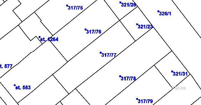 Parcela st. 317/77 v KÚ Rakvice, Katastrální mapa