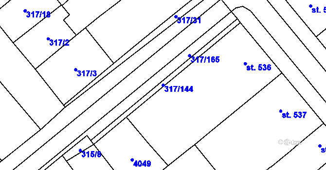 Parcela st. 317/144 v KÚ Rakvice, Katastrální mapa