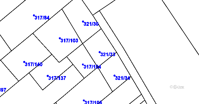 Parcela st. 321/33 v KÚ Rakvice, Katastrální mapa