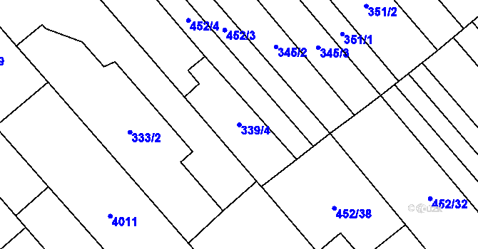 Parcela st. 339/4 v KÚ Rakvice, Katastrální mapa