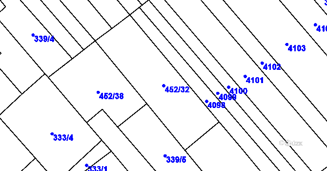 Parcela st. 452/32 v KÚ Rakvice, Katastrální mapa