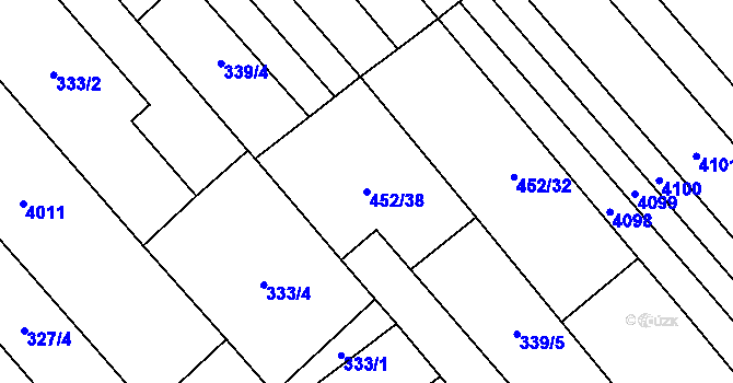 Parcela st. 452/38 v KÚ Rakvice, Katastrální mapa