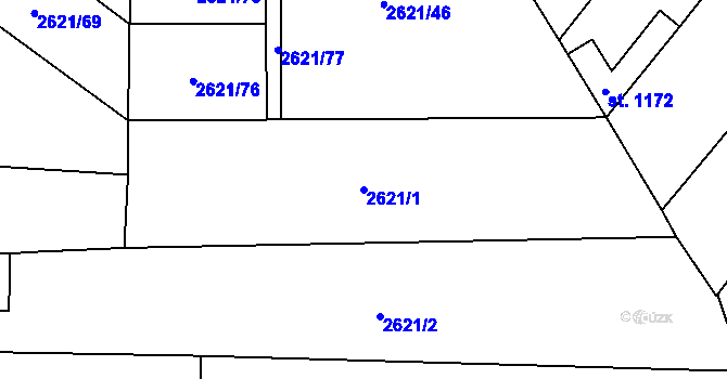 Parcela st. 2621/1 v KÚ Rakvice, Katastrální mapa