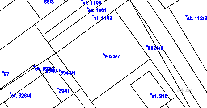 Parcela st. 2623/7 v KÚ Rakvice, Katastrální mapa