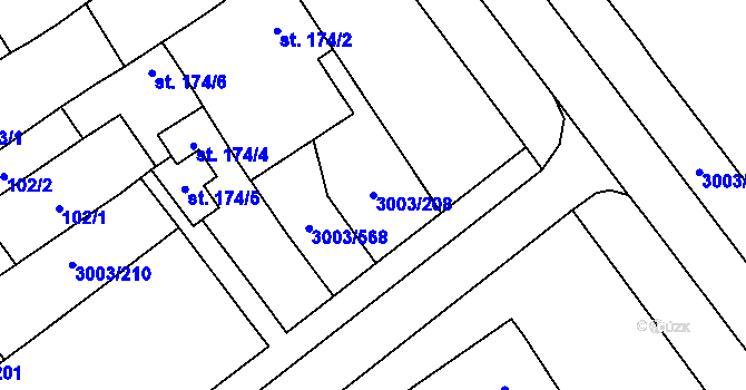 Parcela st. 3003/208 v KÚ Rakvice, Katastrální mapa