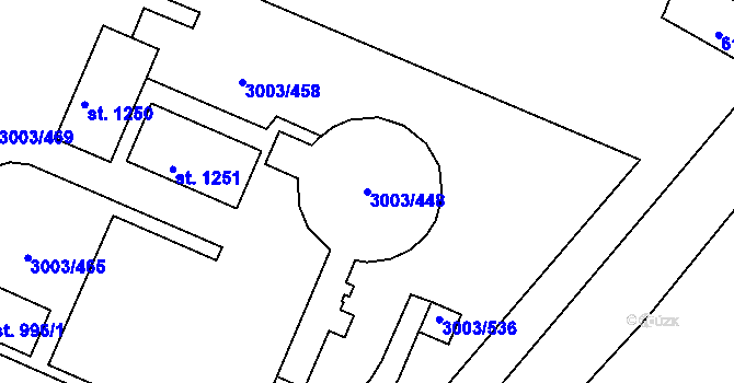 Parcela st. 3003/448 v KÚ Rakvice, Katastrální mapa
