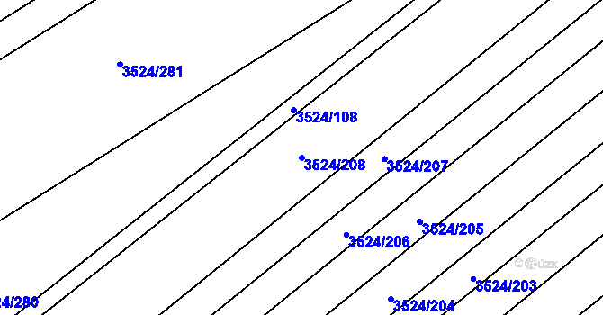 Parcela st. 3524/208 v KÚ Rakvice, Katastrální mapa