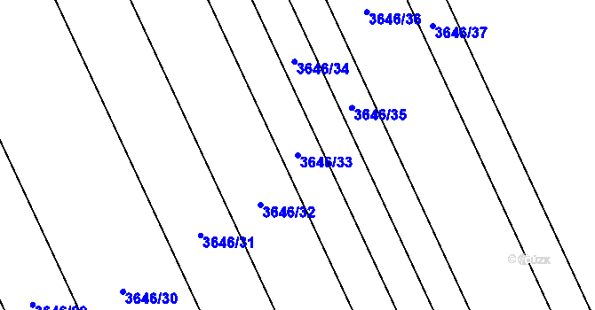 Parcela st. 3646/33 v KÚ Rakvice, Katastrální mapa