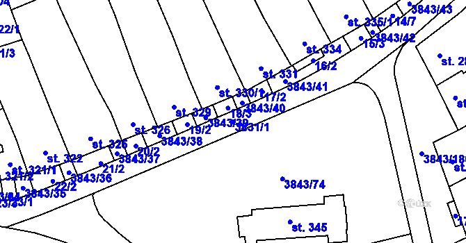 Parcela st. 3831/1 v KÚ Rakvice, Katastrální mapa