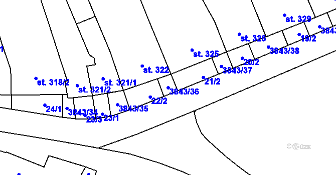 Parcela st. 3843/36 v KÚ Rakvice, Katastrální mapa