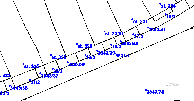 Parcela st. 3843/39 v KÚ Rakvice, Katastrální mapa