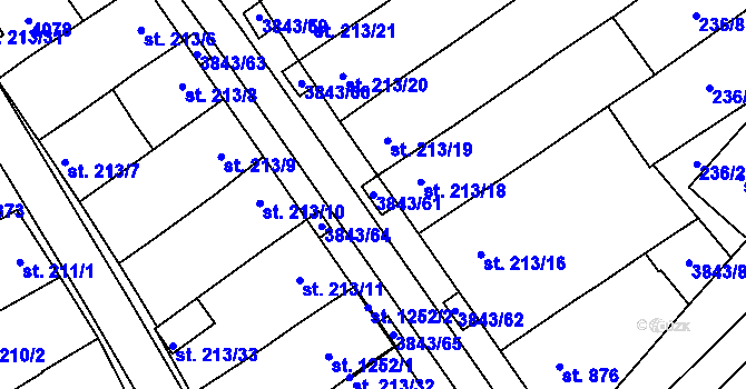Parcela st. 3843/61 v KÚ Rakvice, Katastrální mapa