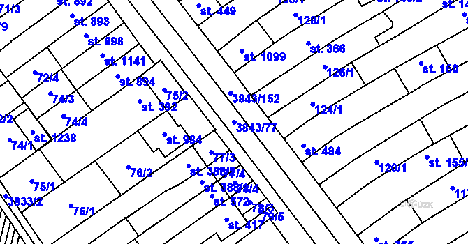 Parcela st. 3843/77 v KÚ Rakvice, Katastrální mapa